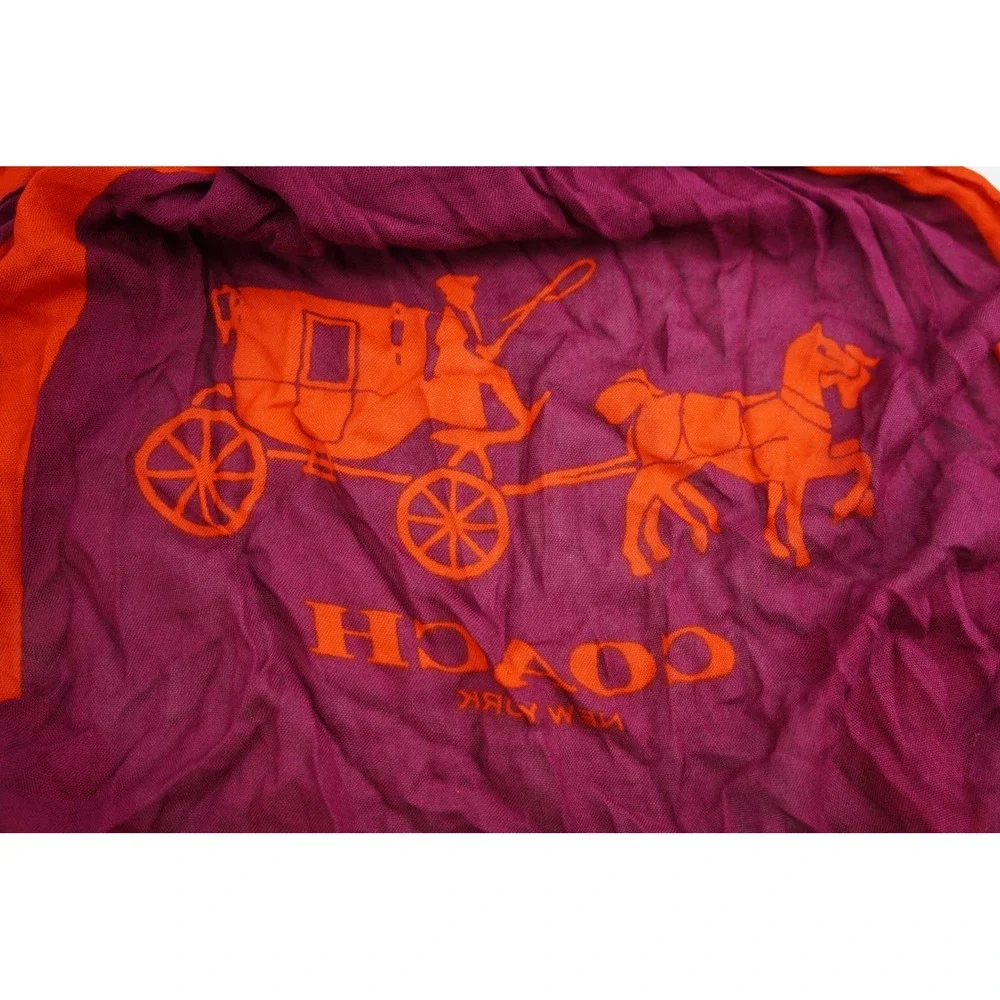 Coach Scarf Womens One Size‎ Red Fuchsia Horse Carriage Logo 85263 NWT